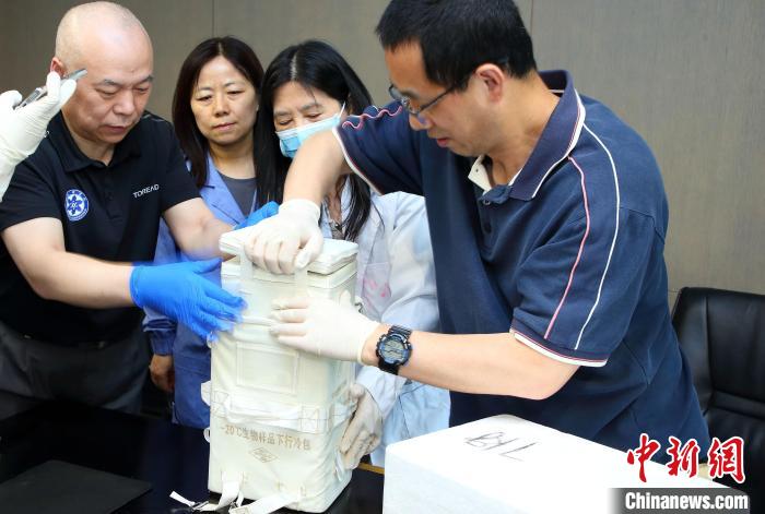 科研人員查看隨神舟十五號返回地面的空間科學實驗樣品?！≈锌圃嚎臻g應用中心 供圖