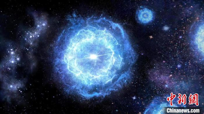 第一代超大質量恒星演化成為“對不穩定超新星”的藝術展示圖?！≈锌圃簢姨煳呐_ 供圖