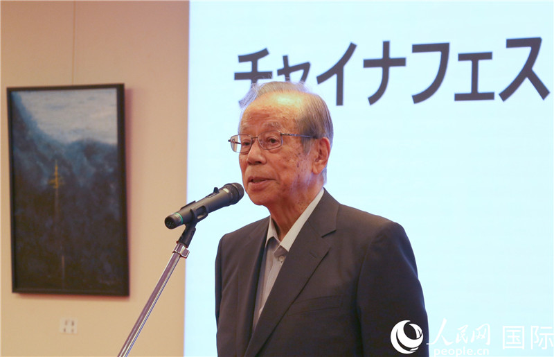 日本前首相福田康夫致辭。人民網 許可攝
