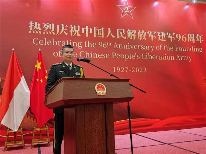 圖為徐勝武官致辭。中國駐印度尼西亞使館供圖