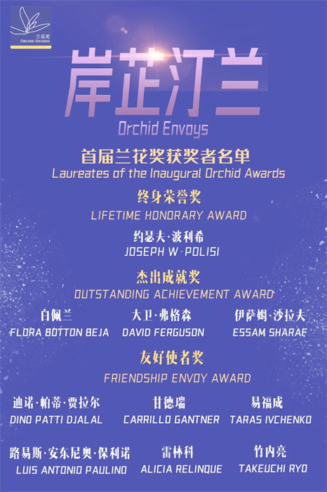 首屆蘭花獎獲獎者名單。 巴西圣保羅州立大學孔子學院供圖。（來源：人民畫報）