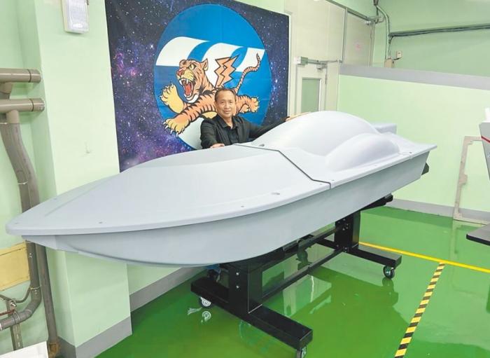 雷虎科技日前發布“海鯊號”海上無人艇。圖片來源：臺灣《中國時報》。