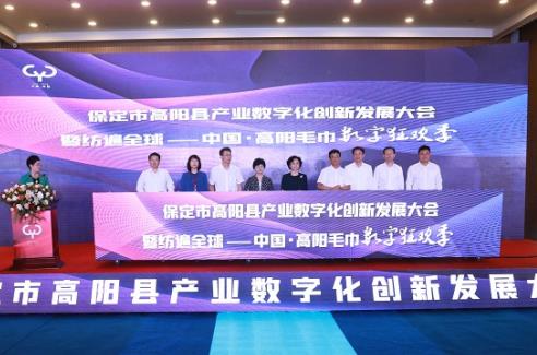 高陽縣產業數字化創新發展大會暨毛巾數字狂歡季啟動。班靜怡攝