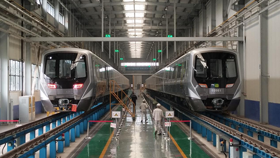 石家莊地鐵二號線列車。 中車齊車集團石家莊公司供圖