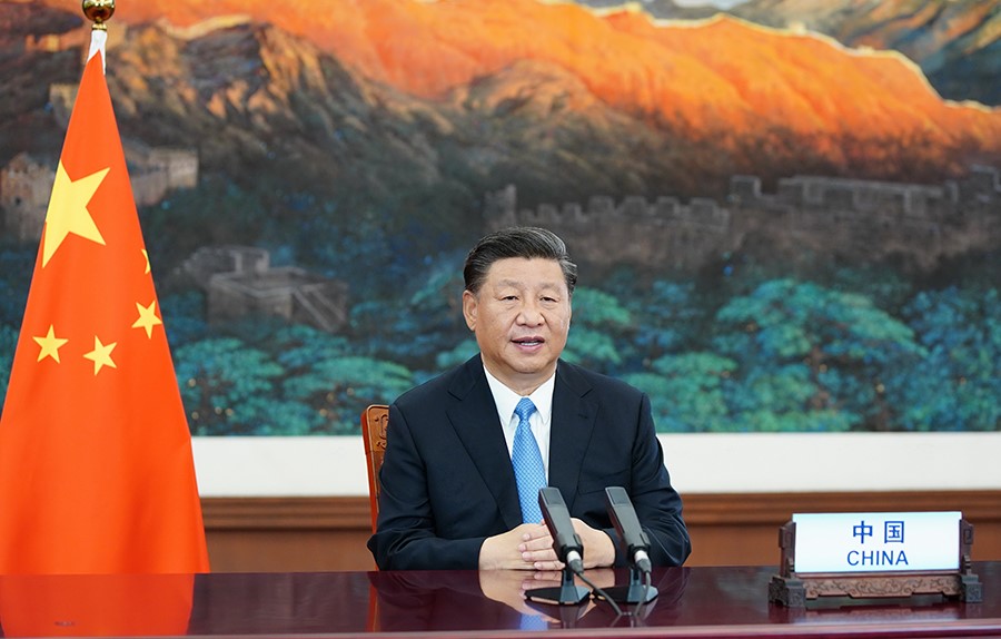 2020年9月22日，國家主席習近平在第七十五屆聯合國大會一般性辯論上發表重要講話。新華社記者 鞠鵬 攝