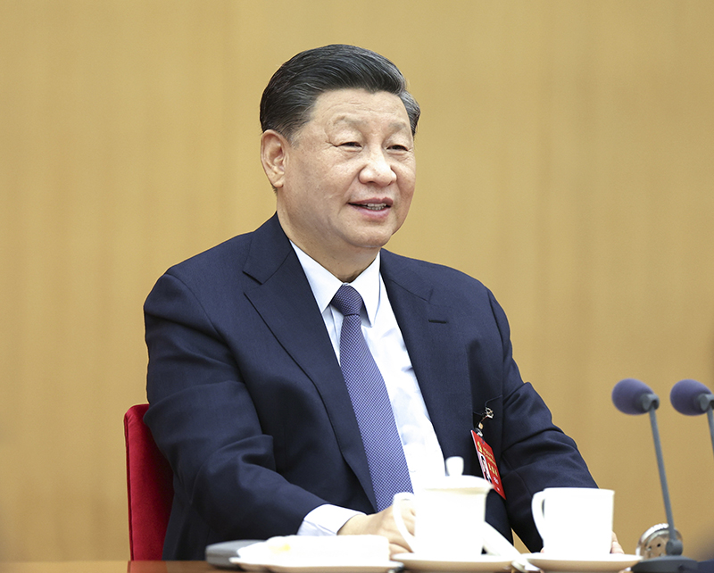 2022年10月17日，習近平同志參加黨的二十大廣西代表團討論。