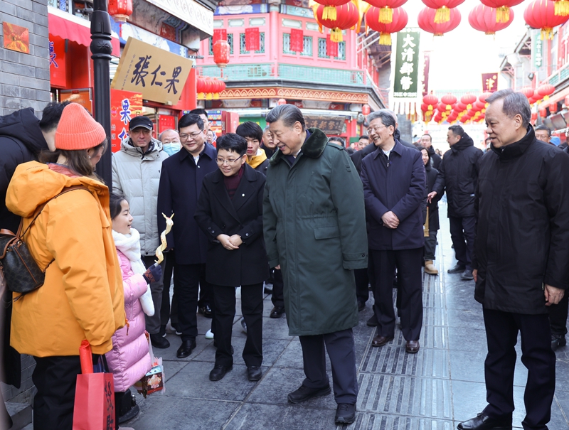 2024年2月1日，習近平總書記在天津古文化街考察。