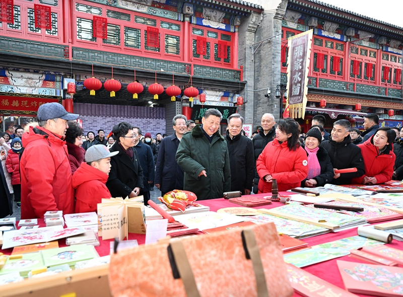 2024年2月1日，習近平總書記在天津古文化街考察。