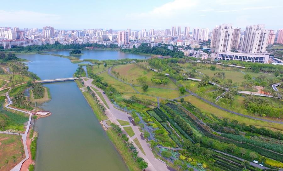 【新時代·幸福美麗新邊疆】?？诿郎岷峪P翔濕地公園：把“梯田”搬到市民家門口